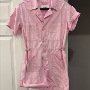 Pistola Pink Short Sleeve Button-Up Romper